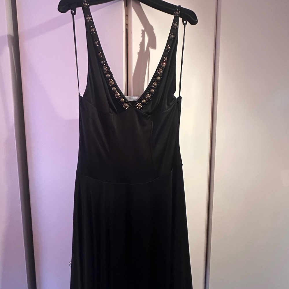 Blumarine Cruise Vintage Black Dress with Gold Embellishments